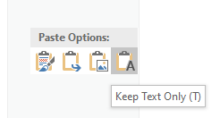 Screenshot of 'Keep Text Only' context menu