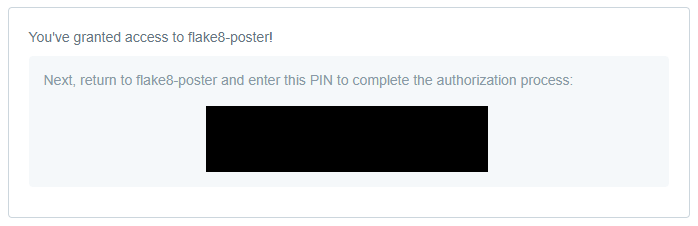 View of Twitter authorization PIN page
